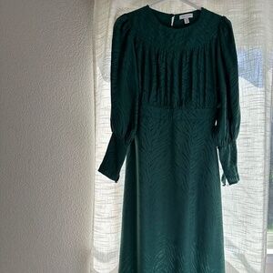 TOPSHOP Fallen Long Sleeve Jacquard Midi Dress